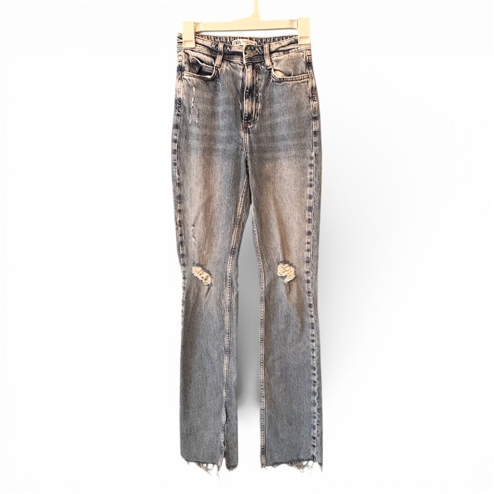 Zara Premium Crafted Denim Jeans Sz 2 / 34 — Distressed Split Hem